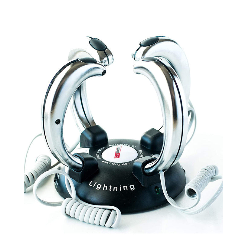 A pair of Multiplayer Party Tabletop Game Toy Lightning Man Reaction Game Console Four-player Electric Hand Trick Play with a microphone and plastic ABS packaging.