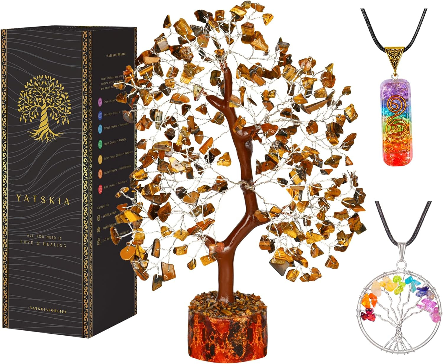 Seven Chakra Tree of Life - Crystal Tree for Positive Energy - Tree of Life Decor - Feng Shui Decor - Spiritual Gifts - 7 Chakra Tree, Money Tree - Stone Tree - Home Decor - Crystal Decor