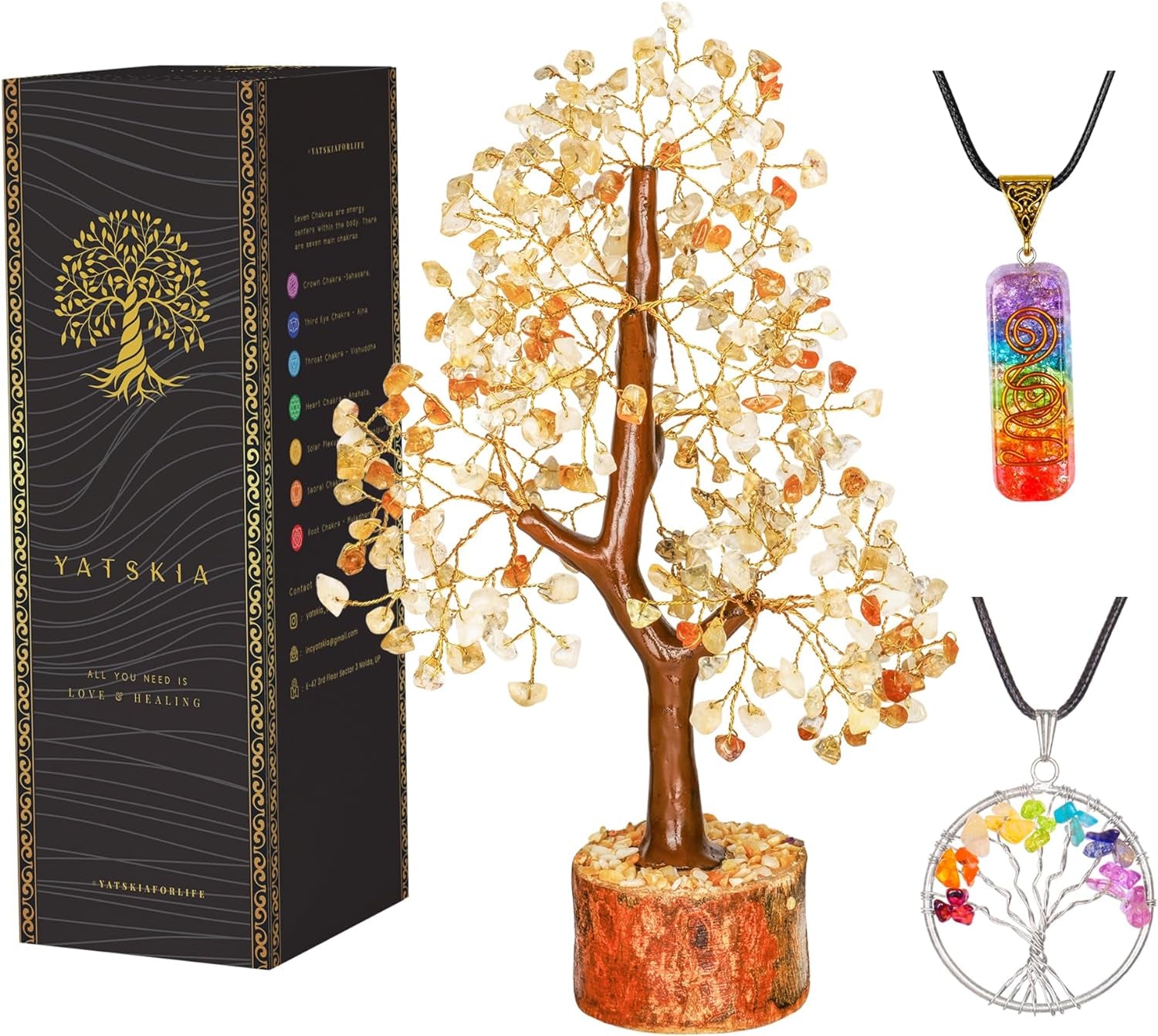 Seven Chakra Tree of Life - Crystal Tree for Positive Energy - Tree of Life Decor - Feng Shui Decor - Spiritual Gifts - 7 Chakra Tree, Money Tree - Stone Tree - Home Decor - Crystal Decor