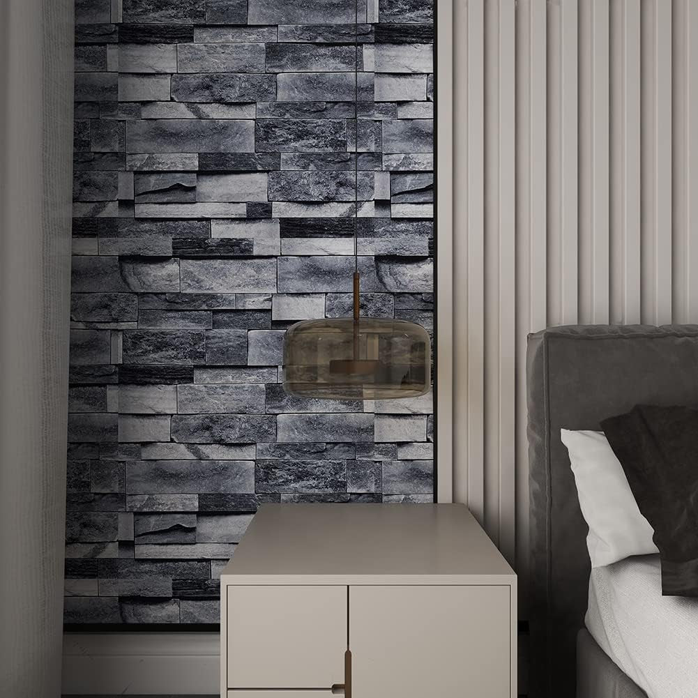 Vintage Gray Brick Wallpaper Self Adhesive Film Brick Peel and Stick Wallpaper Brick Faux Textured Wallpaper Stone Look Wallpaper