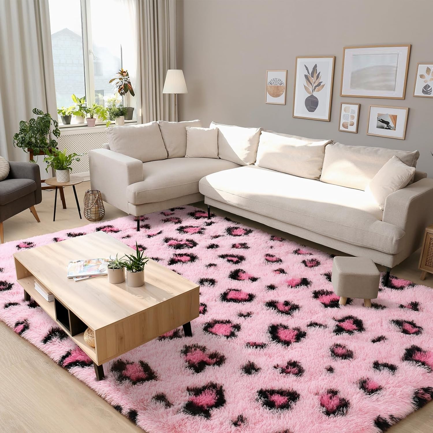 Fluffy Bedroom Rug Leopard Rug for Living Room Black and White Area Rug 4X6 Ft Cute Cheetah Print Rug for Kids Girls Boys Nursery Room Decor Alfombras Para Salas