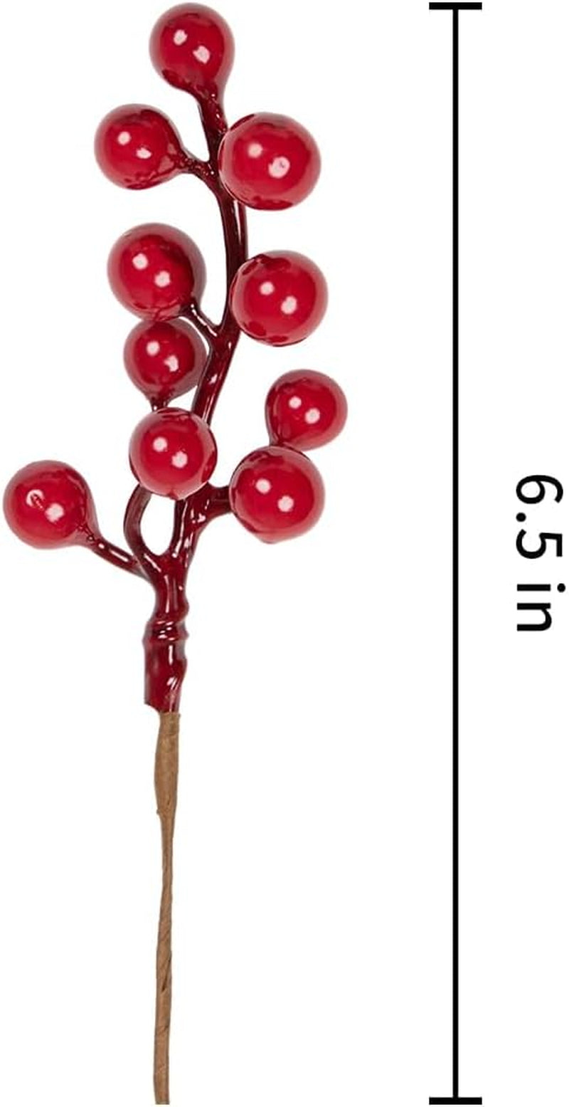 32 Pack Christmas Tree Decorations, Artificial Red Berry Stems 6.5Inch Christmas Berry Picks with Holly Berries for Xmas Winter Holiday Home DIY Ornaments