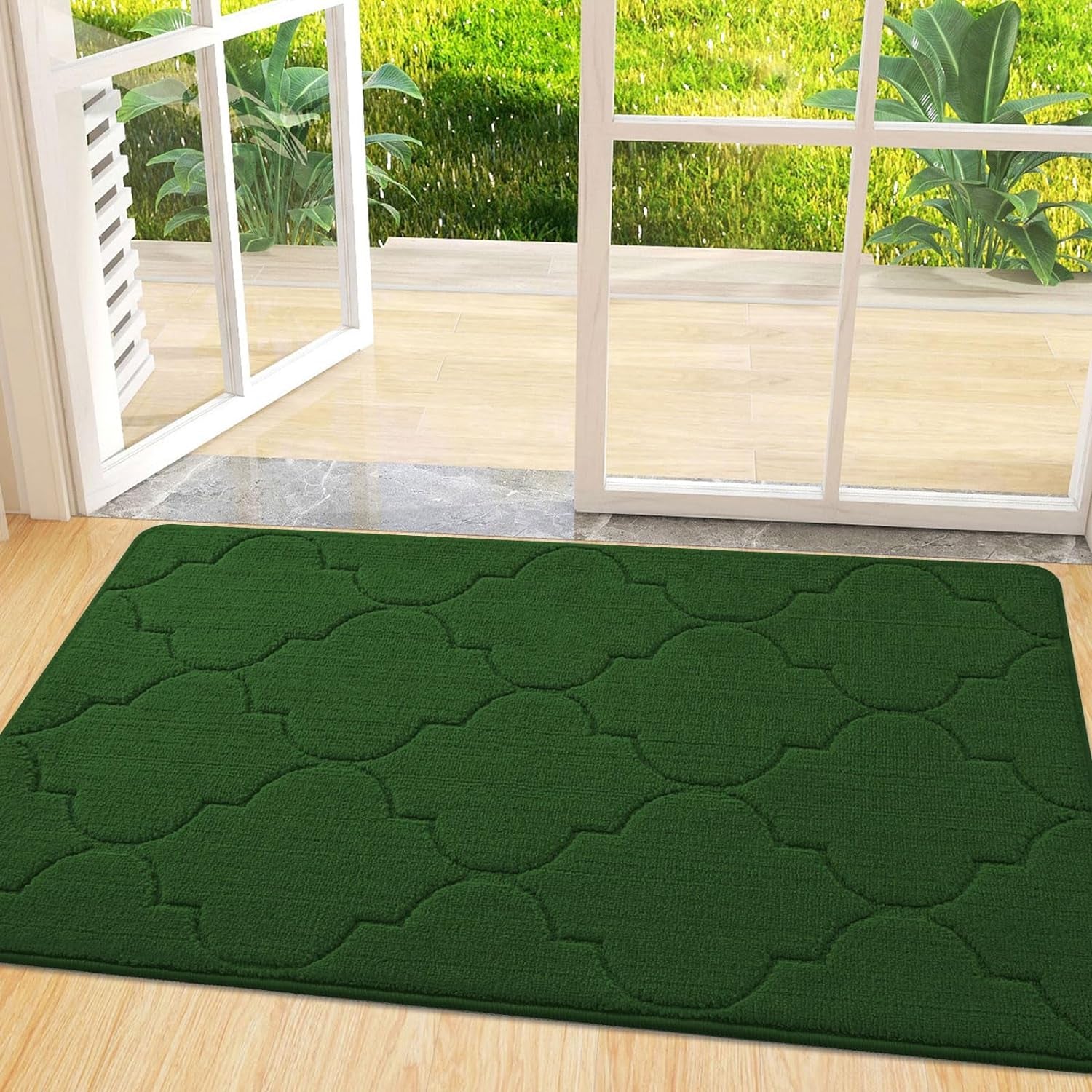 Door Mat, Indoor Mat, Non-Slip, Dirt Resist, Absorbent Entryway Doormat, Low-Profile inside Front Doormats for Entrance (32X20 Inches, Grey)