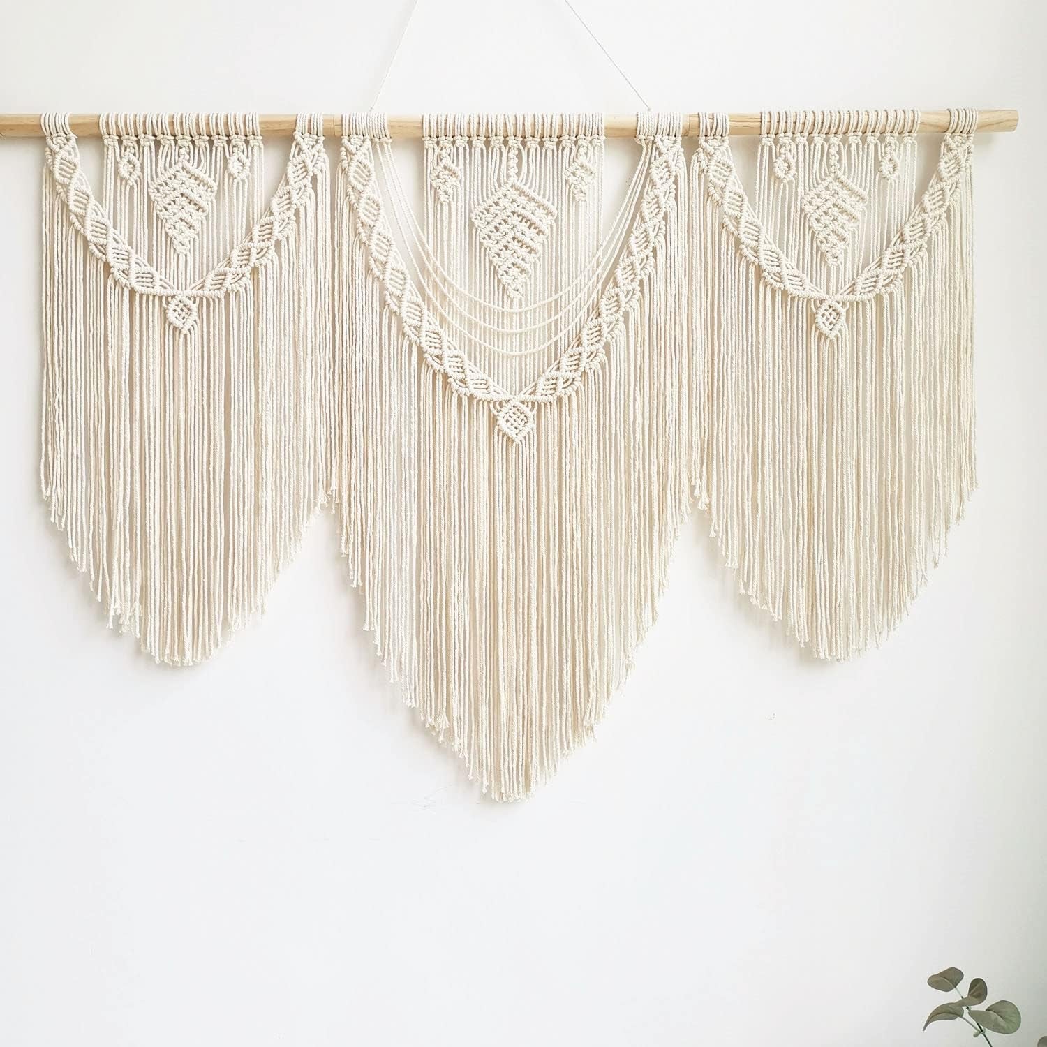 Large Macrame Wall Hanging - Boho Tapestry Macrame Wall Decor Art- Chic Bohemian Handmade Woven Tapestry Home Decoration for Bedroom Living Room Apartment Wedding Party - 43"X32" (Beige-Leaf)