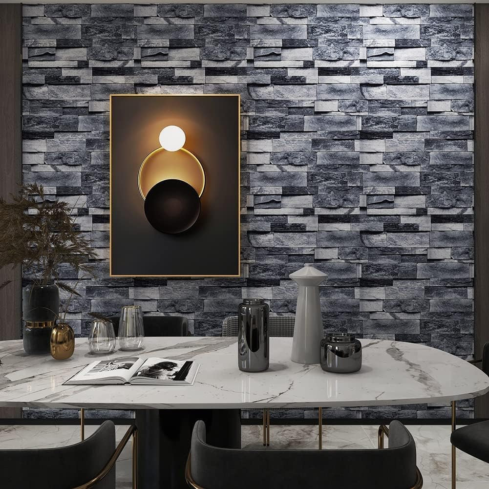 Vintage Gray Brick Wallpaper Self Adhesive Film Brick Peel and Stick Wallpaper Brick Faux Textured Wallpaper Stone Look Wallpaper