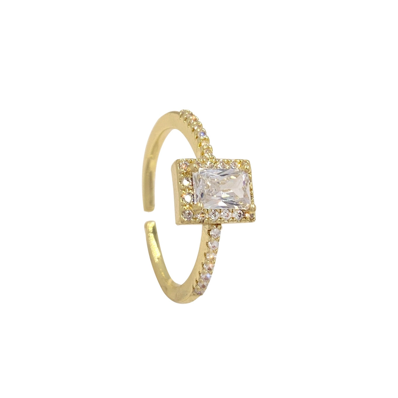 Square Zircon Gold Opening Rings