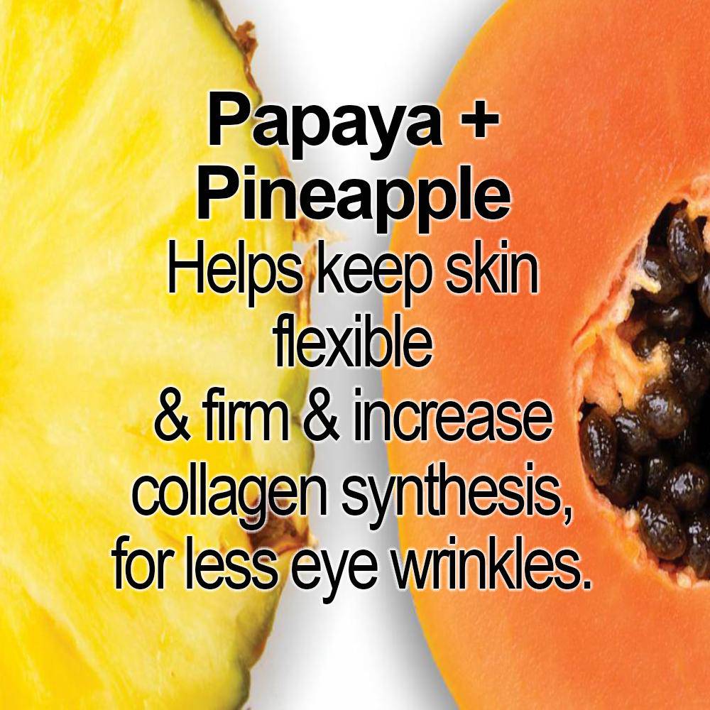 Jar of Organic Papaya and Pineapple Enzyme Face Mask, 60 ml, featuring natural ingredients, isolated on a white background.