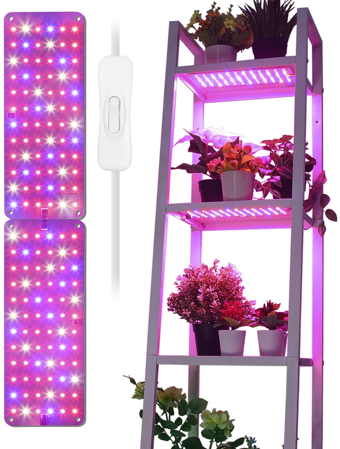 Grow Light, 2Pcs Ultra-Thin Plant Light for Indoor Plants, 20W Full Spectrum LED Plant Grow Light with On/Off Switch, DIY Hanging Plant Growing Lamps for Seed Starting, Succulents, Veg, Herbs