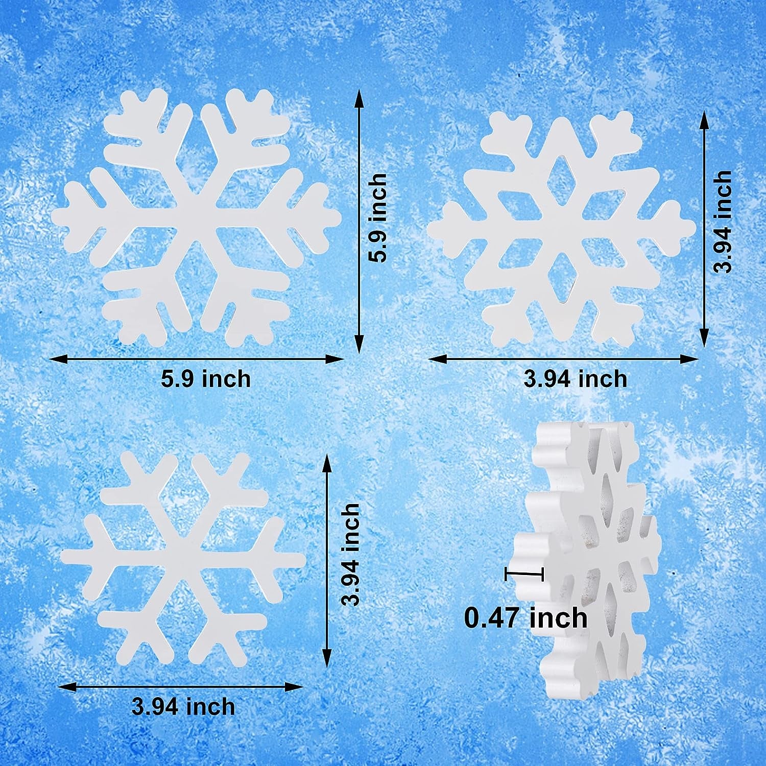 5 Pieces Christmas Wooden Snowflake Decor Winter Snowflake Wood Blocks White Snowflake Table Wood Signs Winter Tiered Tray Wooden Signs for Xmas Party Farmhouse Home Tabletop Shelves