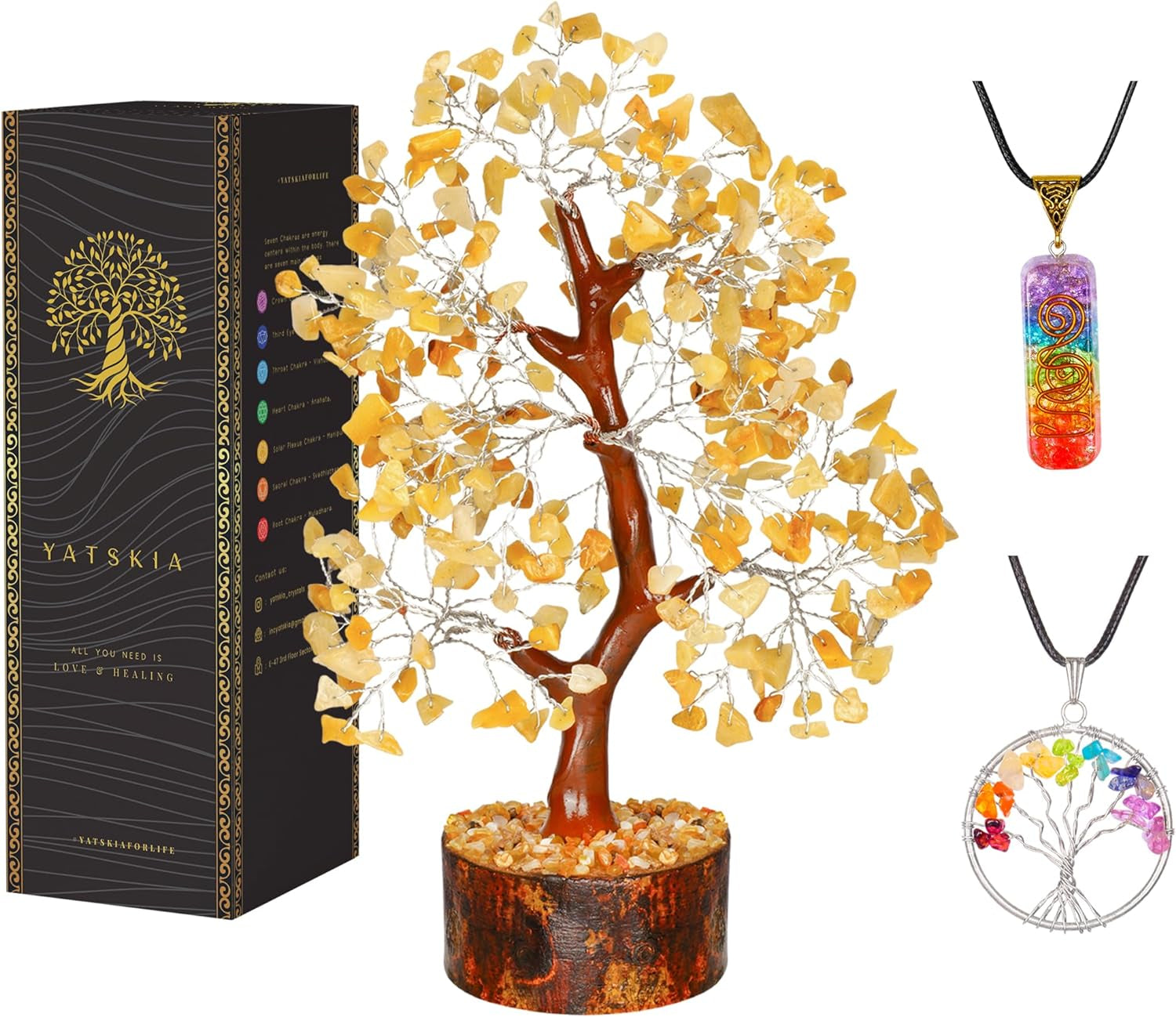 Seven Chakra Tree of Life - Crystal Tree for Positive Energy - Tree of Life Decor - Feng Shui Decor - Spiritual Gifts - 7 Chakra Tree, Money Tree - Stone Tree - Home Decor - Crystal Decor