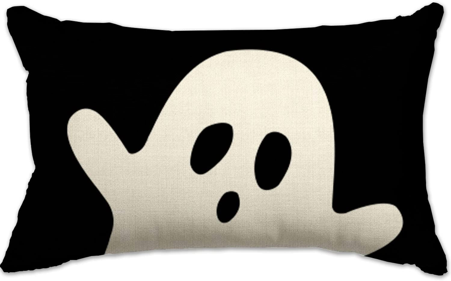 Halloween Pillow Cover 12X20 Set of 2 Ghost Halloween Lumbar Pillow Covers Decorations Outdoor Halloween Pillows Decorative for Halloween Home Decor for Sofa