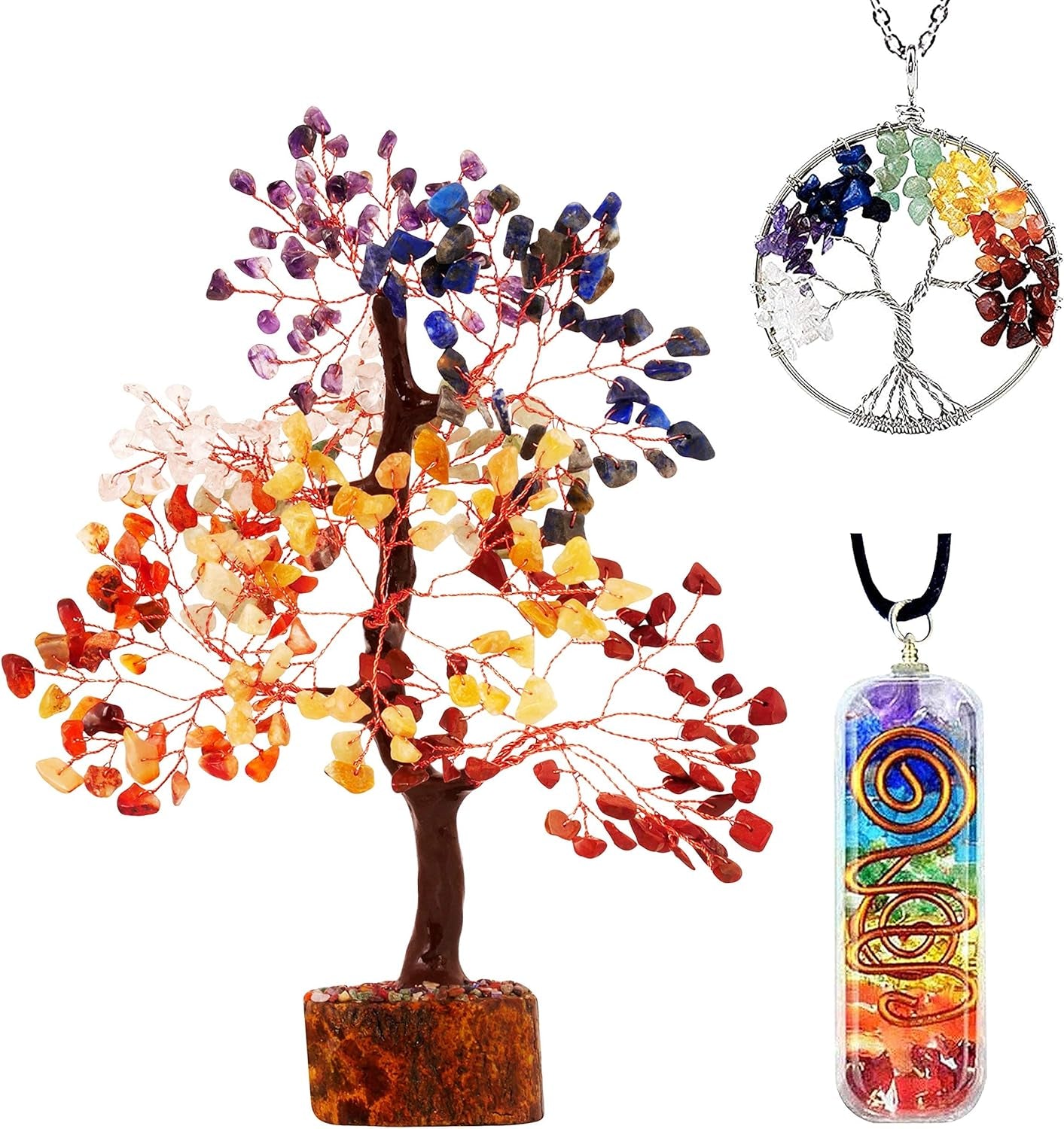 Seven Chakra Tree of Life - Crystal Tree for Positive Energy - Tree of Life Decor - Feng Shui Decor - Spiritual Gifts - 7 Chakra Tree, Money Tree - Stone Tree - Home Decor - Crystal Decor