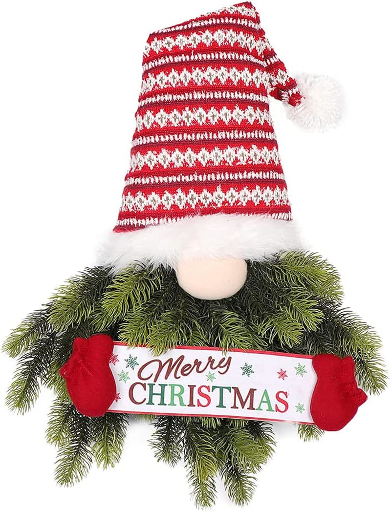 Christmas Wreath Artificial Gnome Wreath Hanging Ornament Wall Decor Sign for Front Door Porch Living Room Home