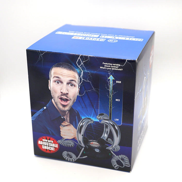 A pair of Multiplayer Party Tabletop Game Toy Lightning Man Reaction Game Console Four-player Electric Hand Trick Play with a microphone and plastic ABS packaging.