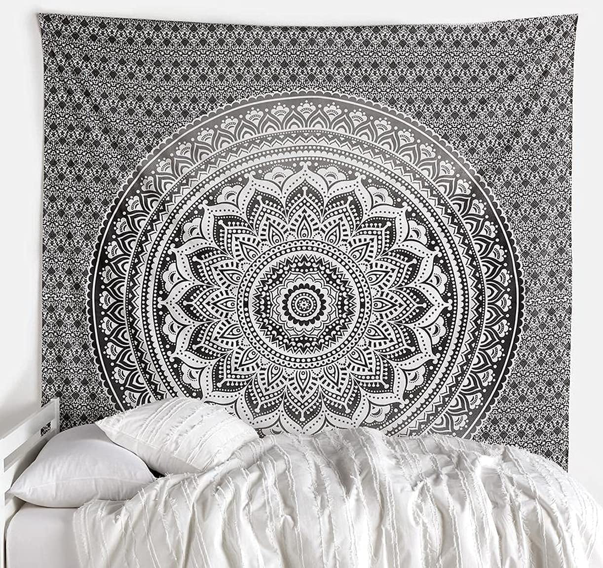 Top Selling Original Gold Mandala Ombre Tapestry Wall Hanging, Boho Bohemian Hippie Tapestries/Indian Cotton Dorm Decor Golden Twin Bedspread/Meditation Yoga Mat Rug 52X60 Inches