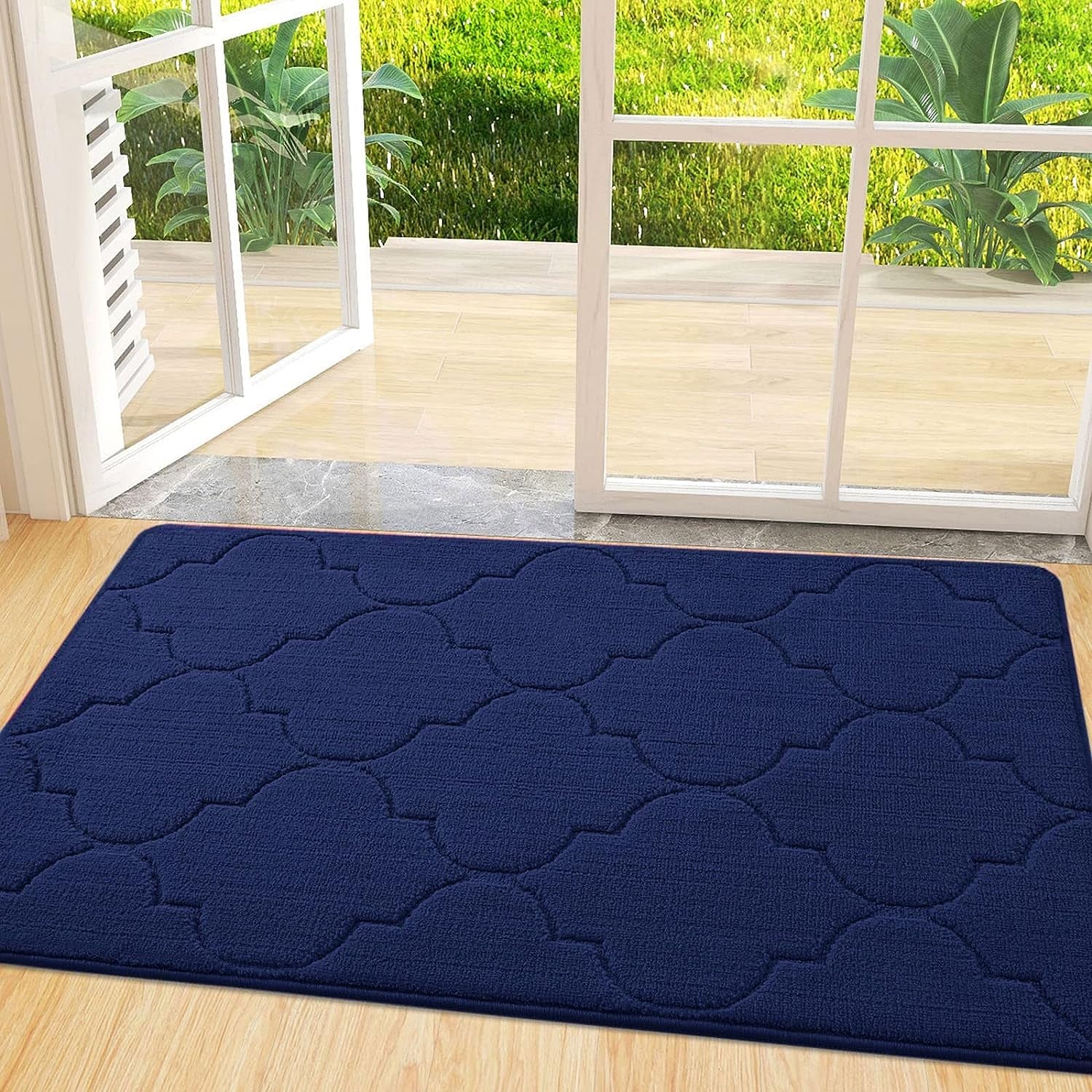 Door Mat, Indoor Mat, Non-Slip, Dirt Resist, Absorbent Entryway Doormat, Low-Profile inside Front Doormats for Entrance (32X20 Inches, Grey)