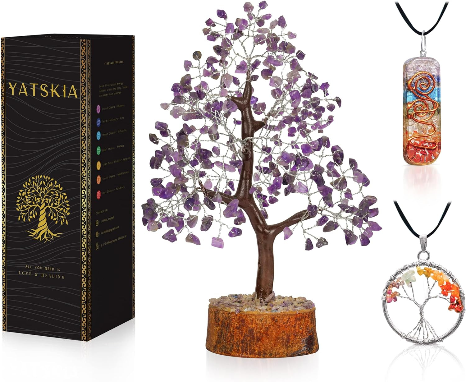 Seven Chakra Tree of Life - Crystal Tree for Positive Energy - Tree of Life Decor - Feng Shui Decor - Spiritual Gifts - 7 Chakra Tree, Money Tree - Stone Tree - Home Decor - Crystal Decor