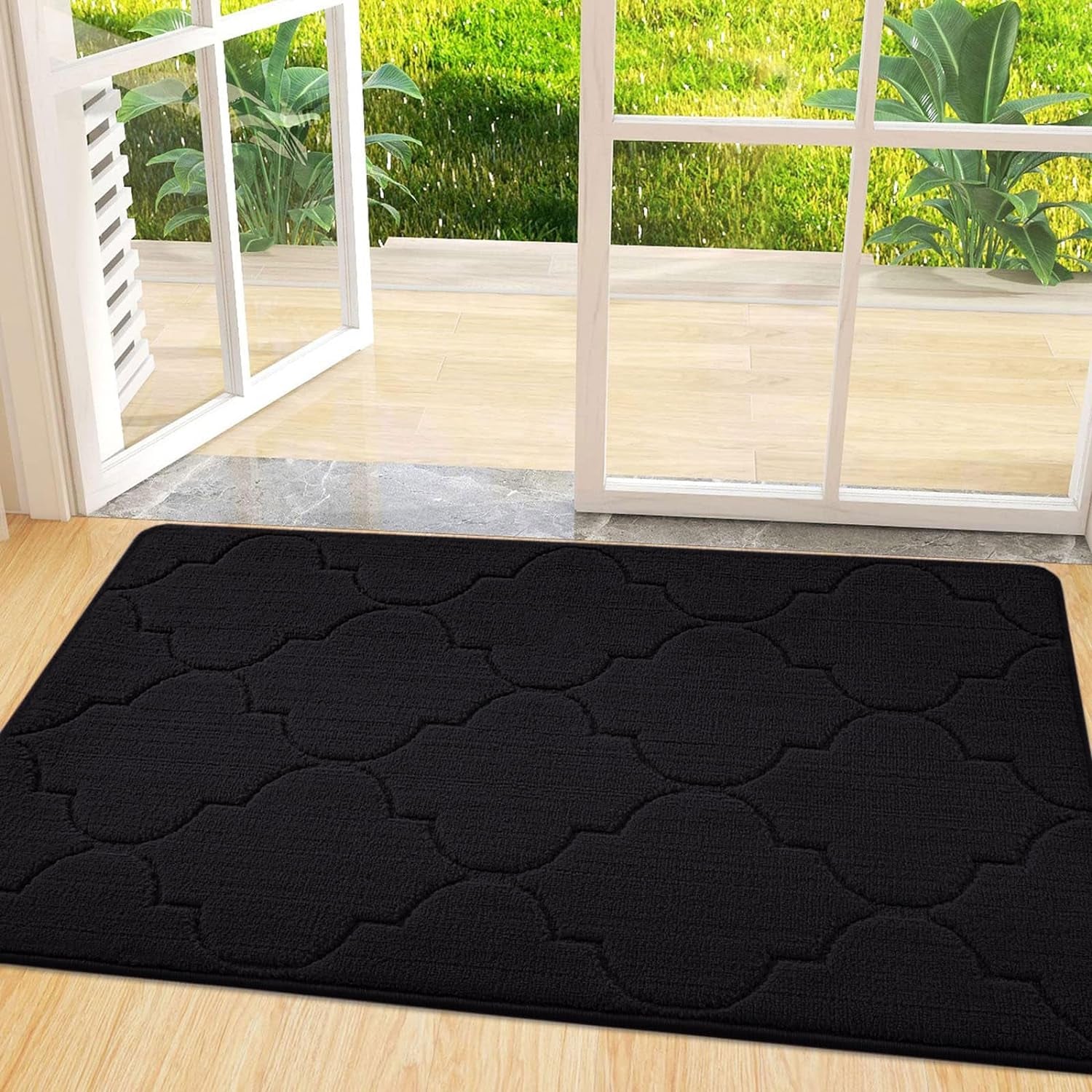 Door Mat, Indoor Mat, Non-Slip, Dirt Resist, Absorbent Entryway Doormat, Low-Profile inside Front Doormats for Entrance (32X20 Inches, Grey)