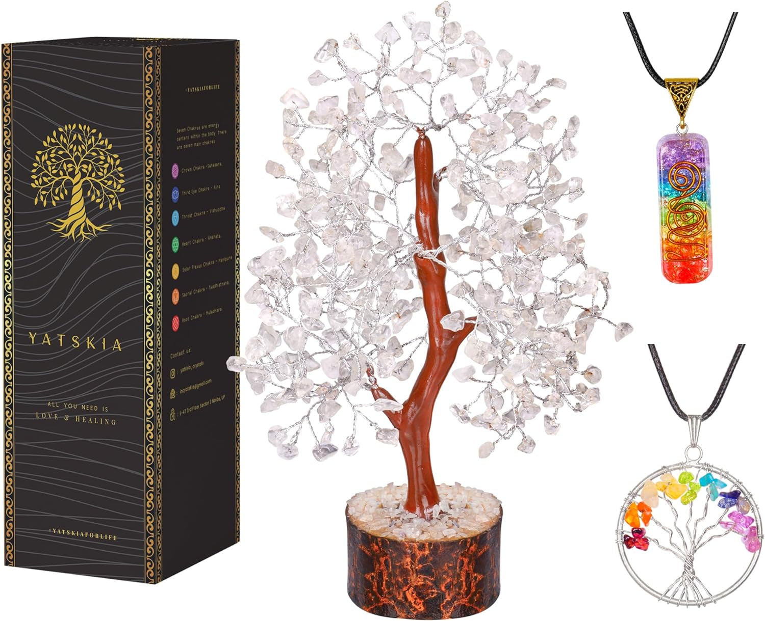 Seven Chakra Tree of Life - Crystal Tree for Positive Energy - Tree of Life Decor - Feng Shui Decor - Spiritual Gifts - 7 Chakra Tree, Money Tree - Stone Tree - Home Decor - Crystal Decor