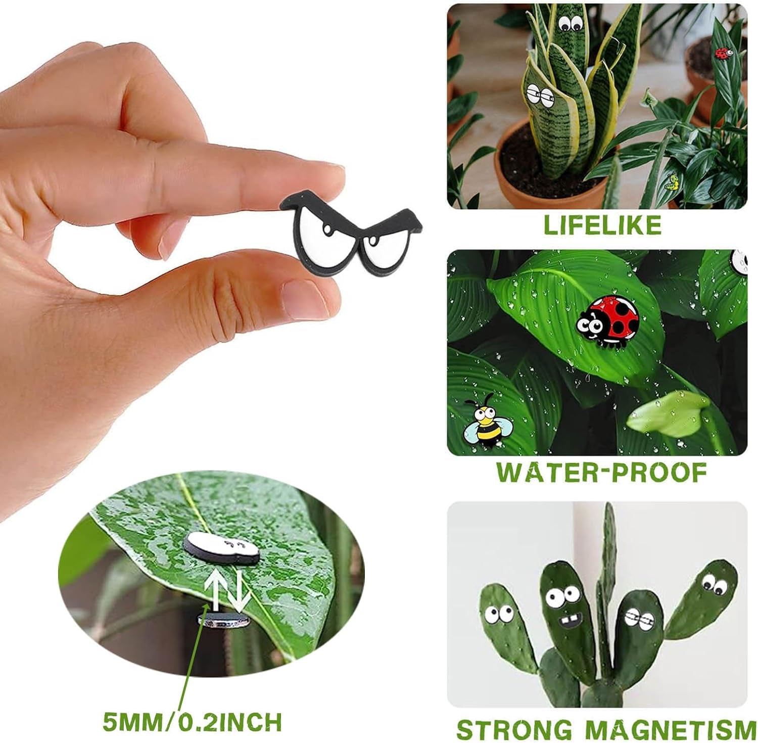 Plant Magnets, 20Pcs Monster Plant Magnets Eyes for Potted Plants, Funny Plant Pins Charms, Cute Plant Safe Magnets Silicone Decor, Indoor Outdoor Plant Accessories, Unique Gifts for Plant Lovers (A)