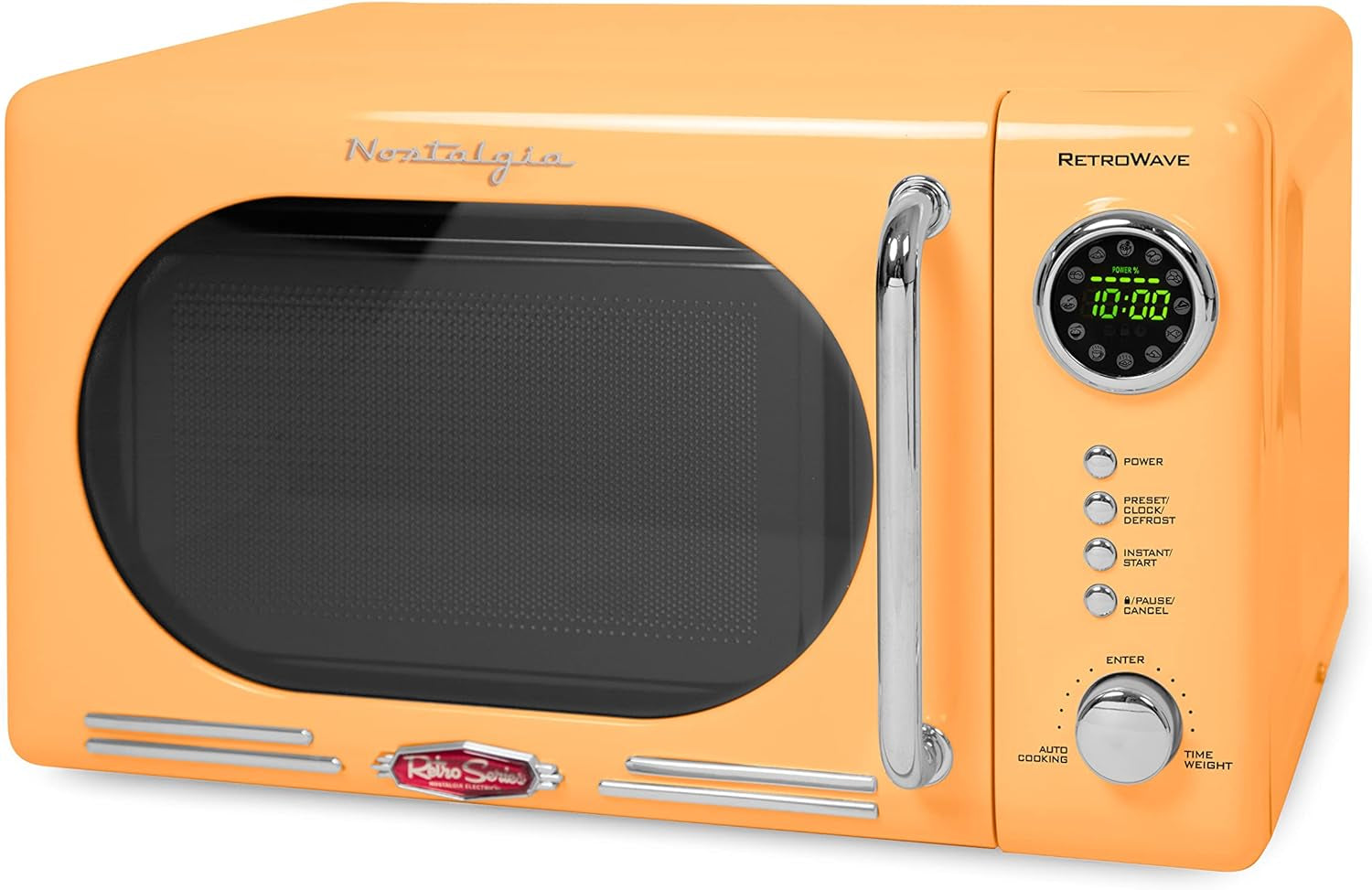 Retro Compact Countertop Microwave Oven - 0.7 Cu. Ft. - 700-Watts with LED Digital Display - Child Lock - Easy Clean Interior - Pink