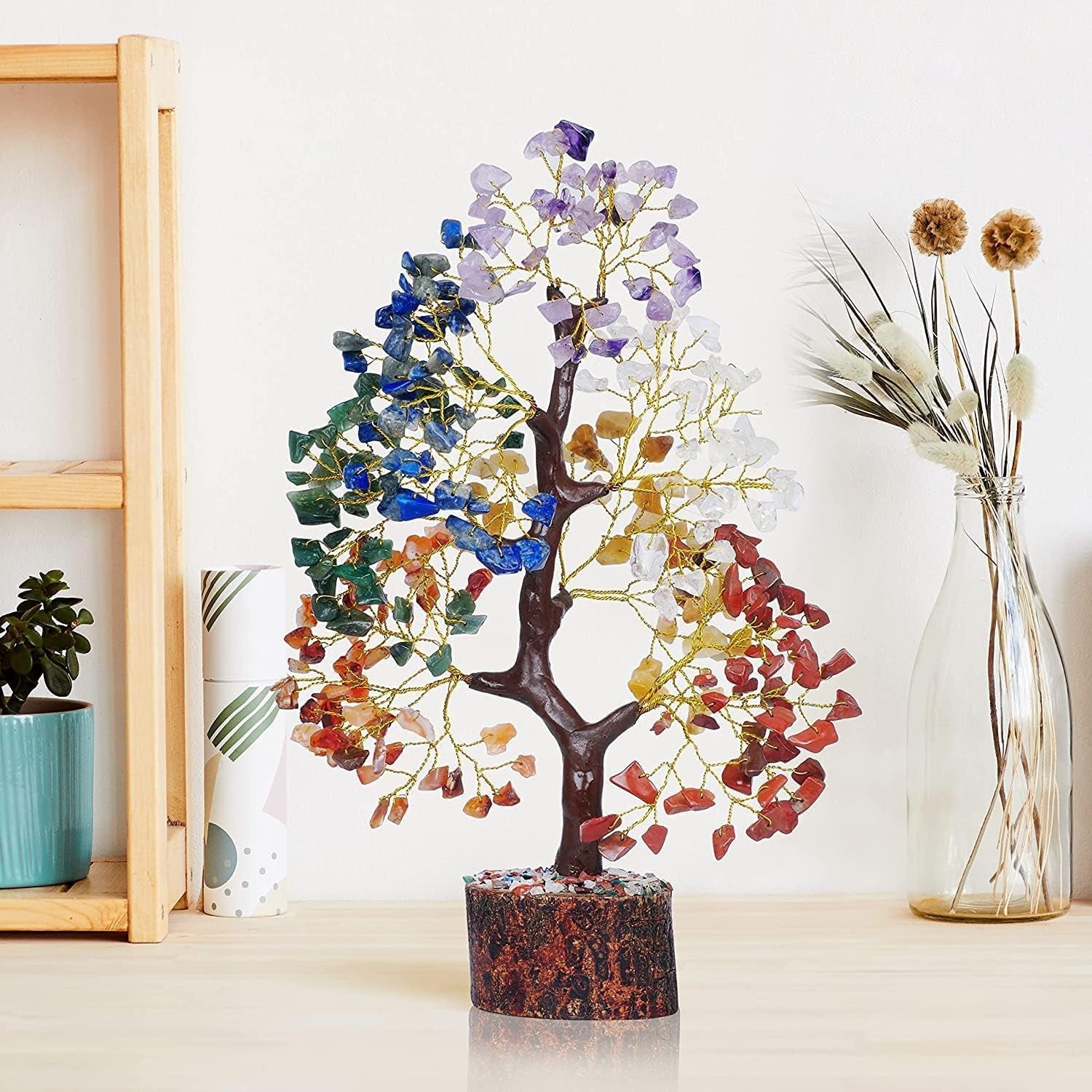 Seven Chakra Tree of Life - Crystal Tree for Positive Energy - Tree of Life Decor - Feng Shui Decor - Spiritual Gifts - 7 Chakra Tree, Money Tree - Stone Tree - Home Decor - Crystal Decor