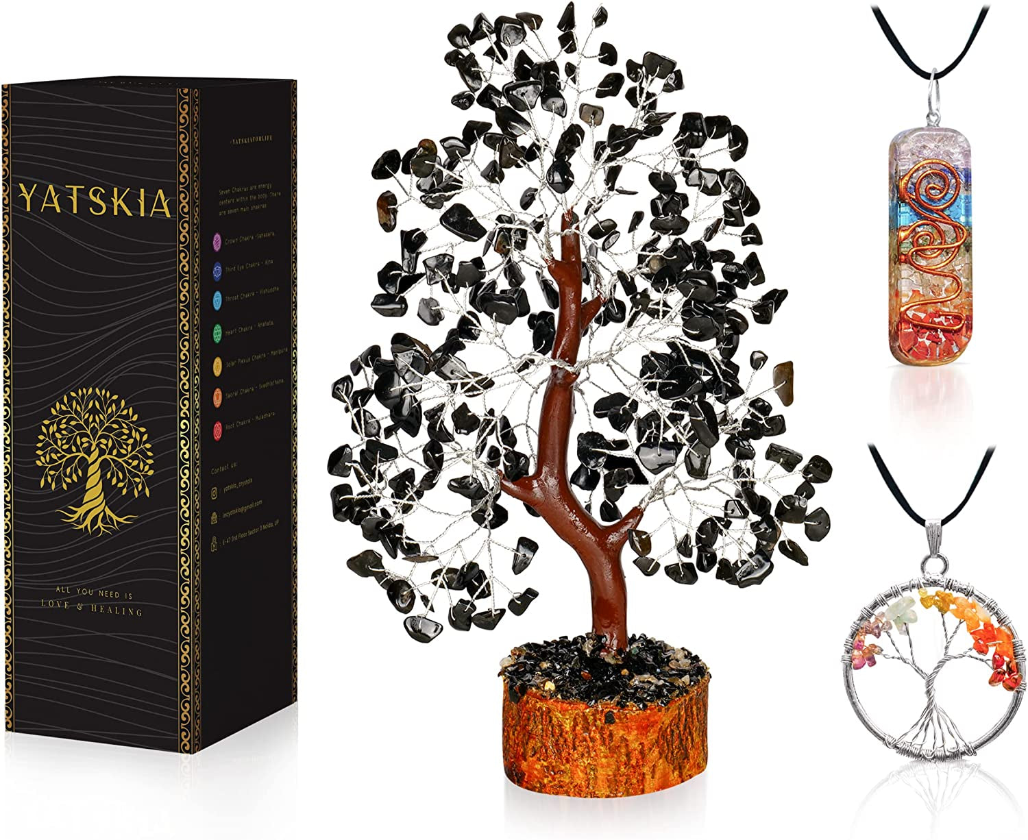 Seven Chakra Tree of Life - Crystal Tree for Positive Energy - Tree of Life Decor - Feng Shui Decor - Spiritual Gifts - 7 Chakra Tree, Money Tree - Stone Tree - Home Decor - Crystal Decor