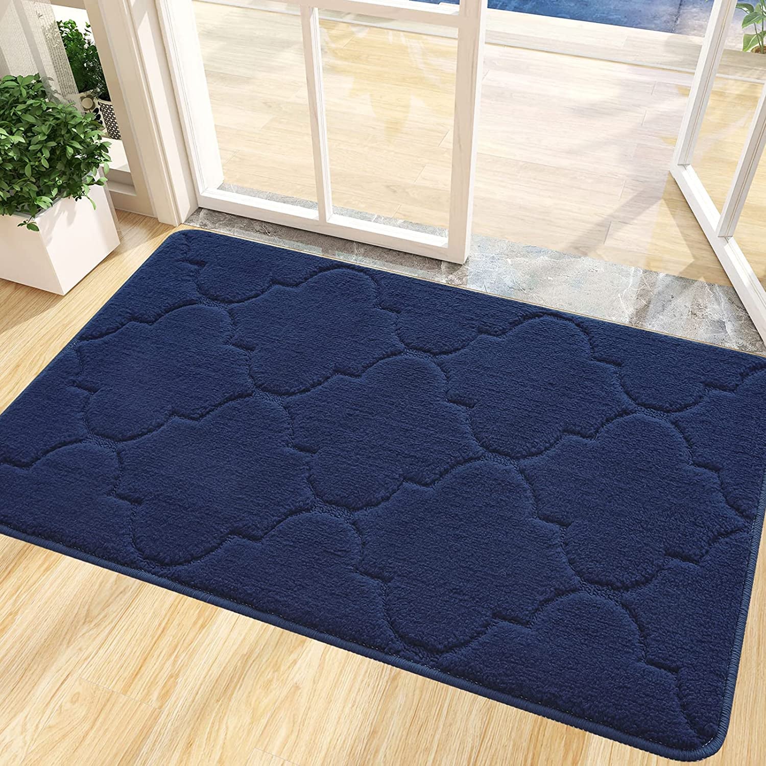 Door Mat, Indoor Mat, Non-Slip, Dirt Resist, Absorbent Entryway Doormat, Low-Profile inside Front Doormats for Entrance (32X20 Inches, Grey)