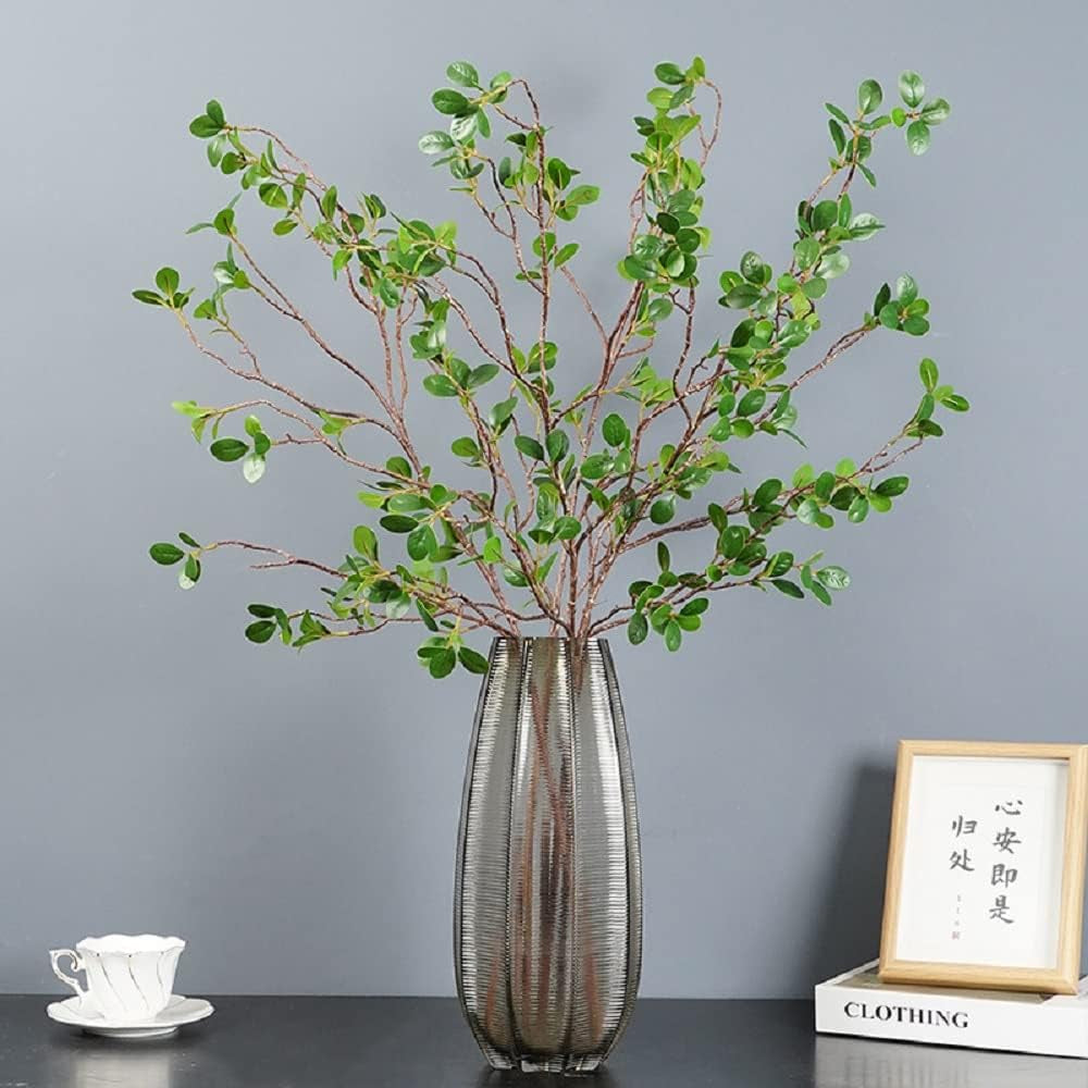 Artificial Plant 43.3 Inch Faux Greenery Stems Fake Tree Branches Ficus Twig Leaves for Vase Filler Shop Garden Office Home Decoration