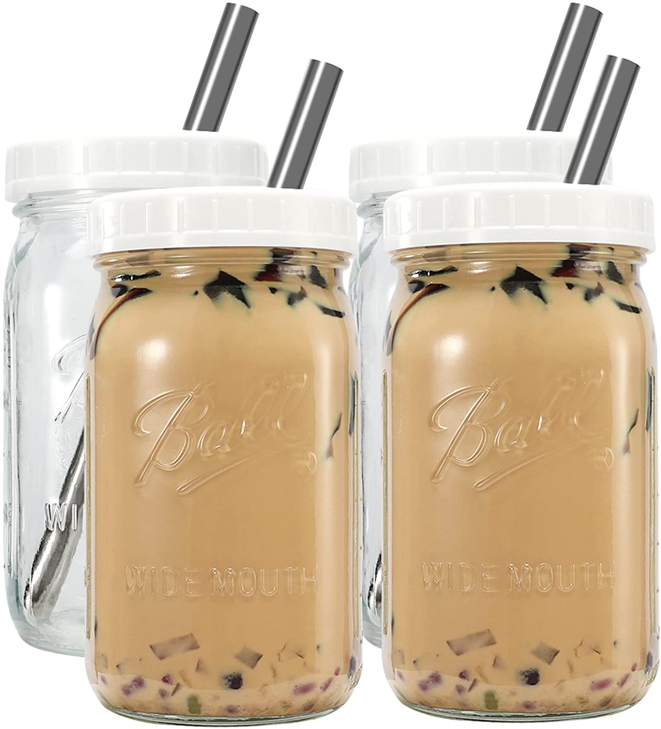 Reusable Wide Mouth Glass Smoothie Cups
