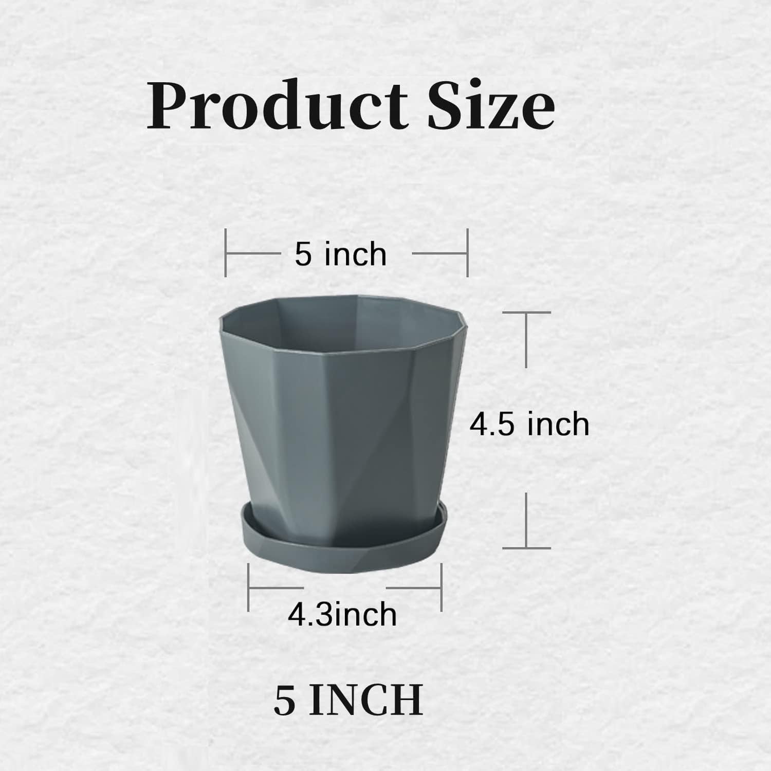 Plant Pots 5 Inch 6 Pack with Drainage Holes and Saucers Plastic Flower Pot Set Indoor Outdoor for Garden (5Inch-6Pcs)