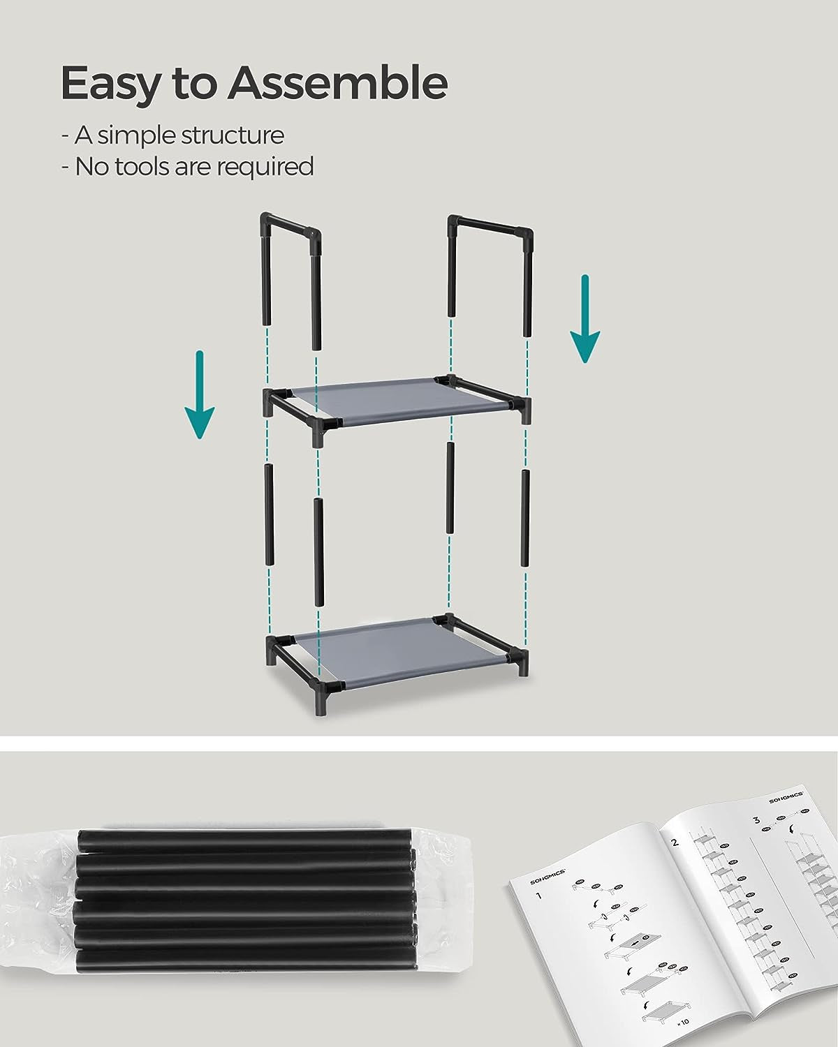 Shoe Rack, 10 Tier Shoe Shelf, Shoe Storage Organizer, Space-Saving, 13 X 13 X 68.1 Inches, Metal Frame, Non-Woven Fabric Shelves, for Entryway, Bedroom, Grey ULSR110G01