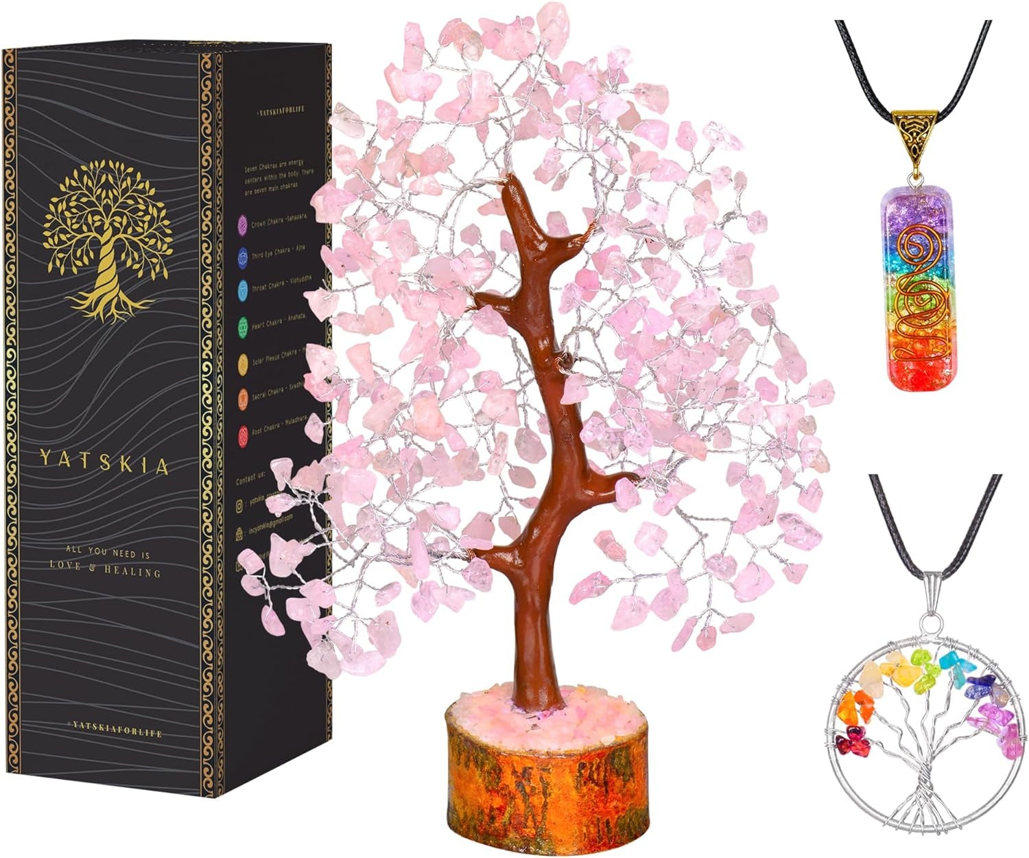 Seven Chakra Tree of Life - Crystal Tree for Positive Energy - Tree of Life Decor - Feng Shui Decor - Spiritual Gifts - 7 Chakra Tree, Money Tree - Stone Tree - Home Decor - Crystal Decor