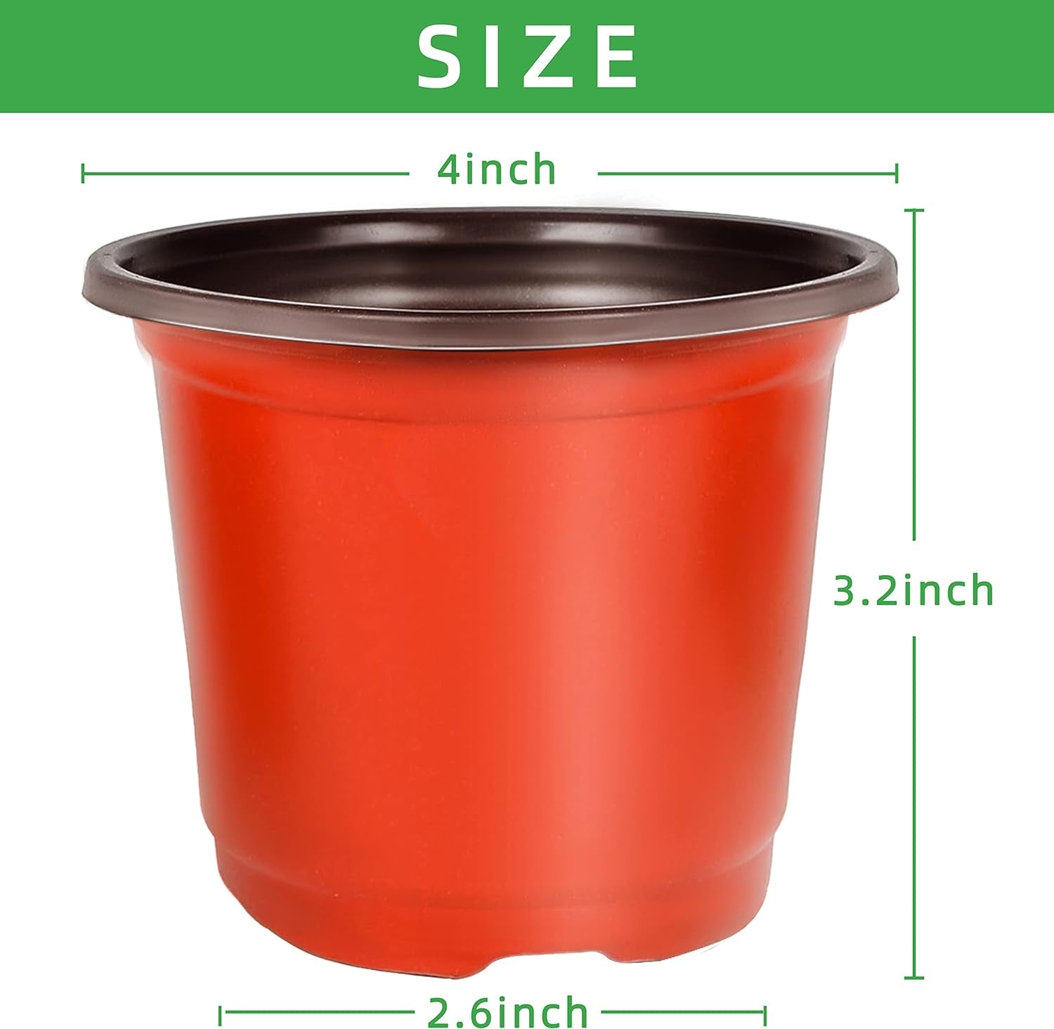 4" Small Plastic Plant Nursery Pot/Pots (100Pcs) Seedlings Flower Plant Container (Red) Seed Starting Pots Indoor Outdoor, Come with 100Pcs Plant Labels