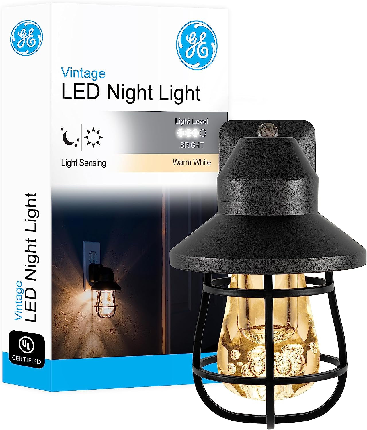 GE Coverlite LED Night Light, Decorative, Plug-In, Smart Dusk-To-Dawn Sensor, Home Décor, Ideal for Bedroom, Bathroom, Kitchen, Hallway, 2 Pack, 46815, Brushed Nickel | Moroccan