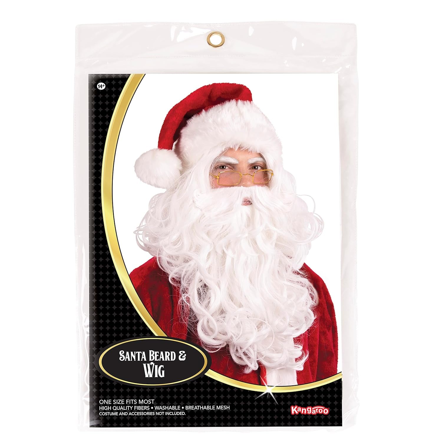 Santa Beard, Mustache & Santa Wig I Santa Beard and Wig Set Professional I Realistic Santa Claus White Beard Wig I Cosplay Christmas Wig & Beard I Accessories of Santa Claus Costume for Men