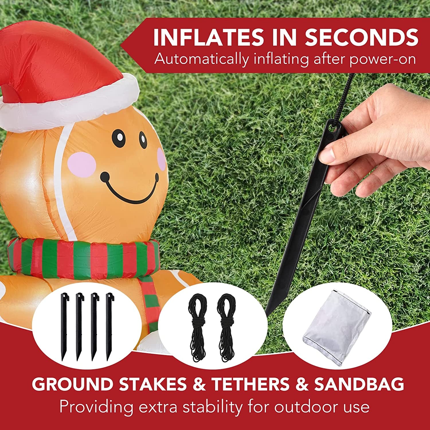 6 FT Christmas Inflatables Outdoor Decorations, Cute Christmas Blow up Yard Decorations Gingerbread Man in Hot Cocoa Mug Scene for Garden Lawn Xmas Decor