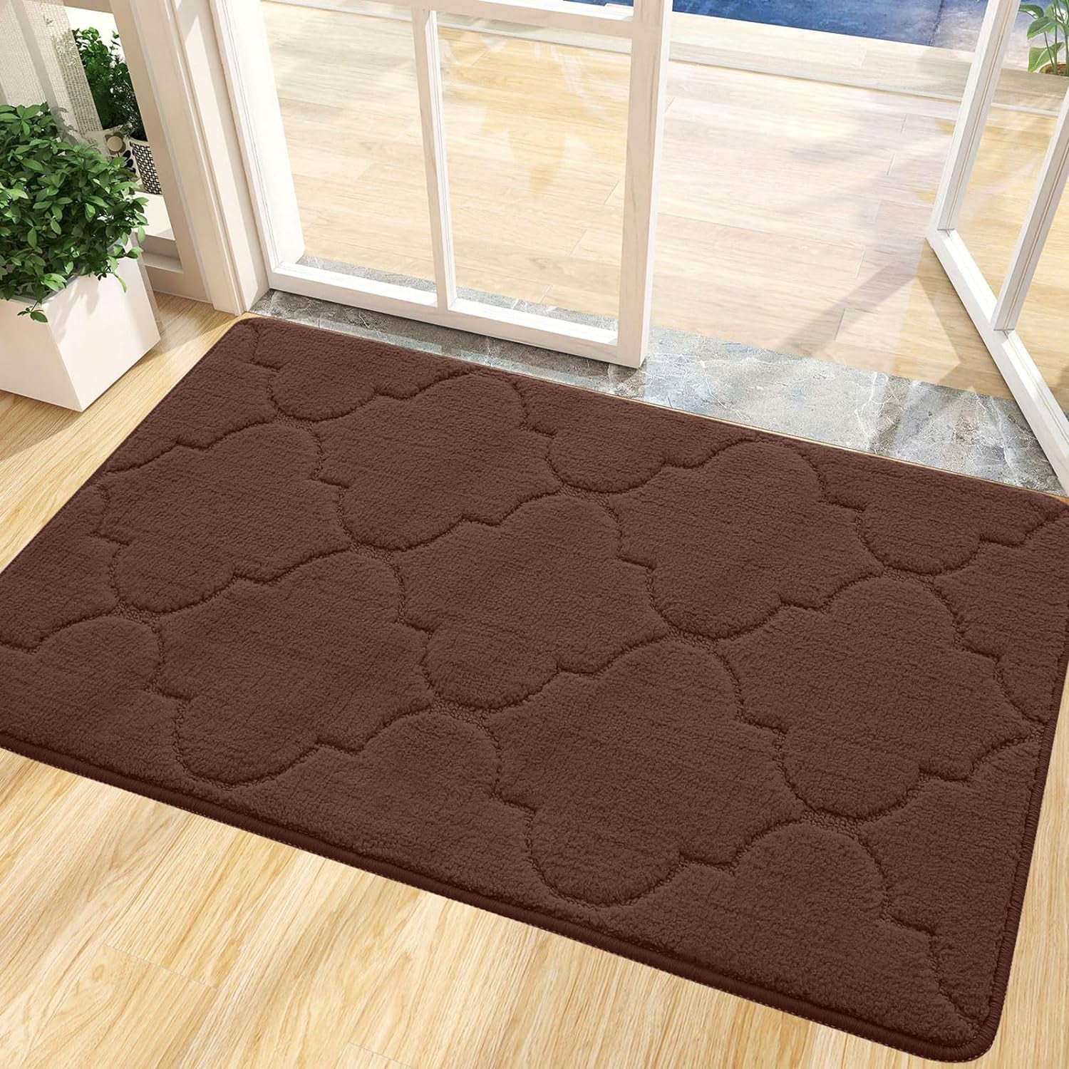 Door Mat, Indoor Mat, Non-Slip, Dirt Resist, Absorbent Entryway Doormat, Low-Profile inside Front Doormats for Entrance (32X20 Inches, Grey)