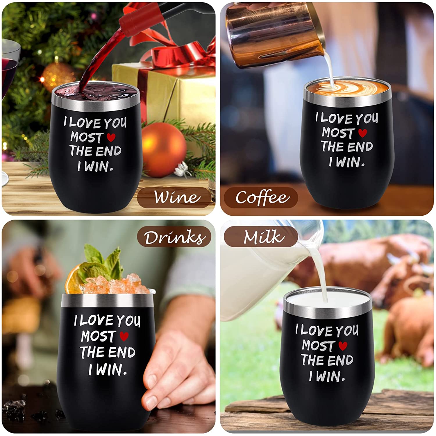 I love you most the end ModernMazing Valentines Day Gifts for Him Husband Boyfriend Men - 12 oz Wine Tumbler with Straws,Lids - Funny Gifts for Her Wife Girlfriend Women, Presents Ideas for Valentines Day,Xmas,Birthday,Dating,Anniversary.