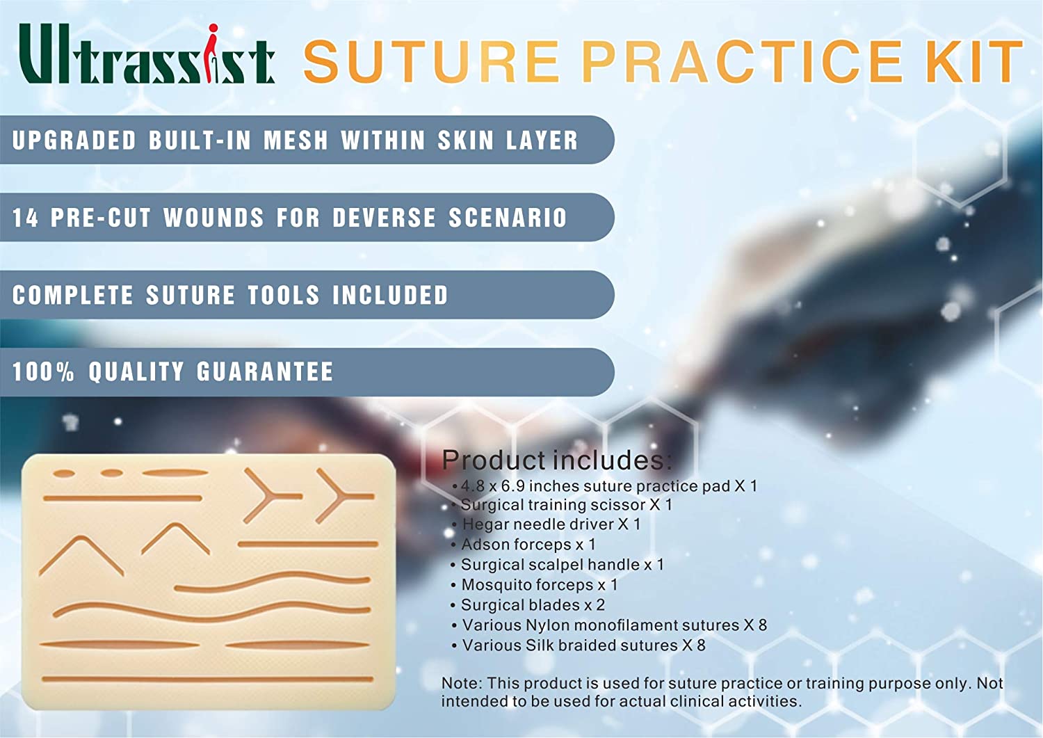 Complete Suture Practice Kit with Skin Pad,