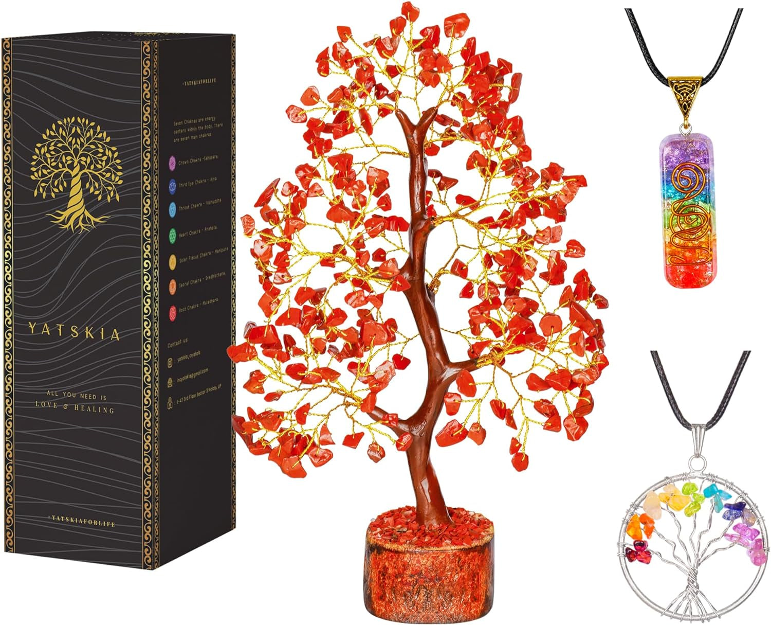 Seven Chakra Tree of Life - Crystal Tree for Positive Energy - Tree of Life Decor - Feng Shui Decor - Spiritual Gifts - 7 Chakra Tree, Money Tree - Stone Tree - Home Decor - Crystal Decor