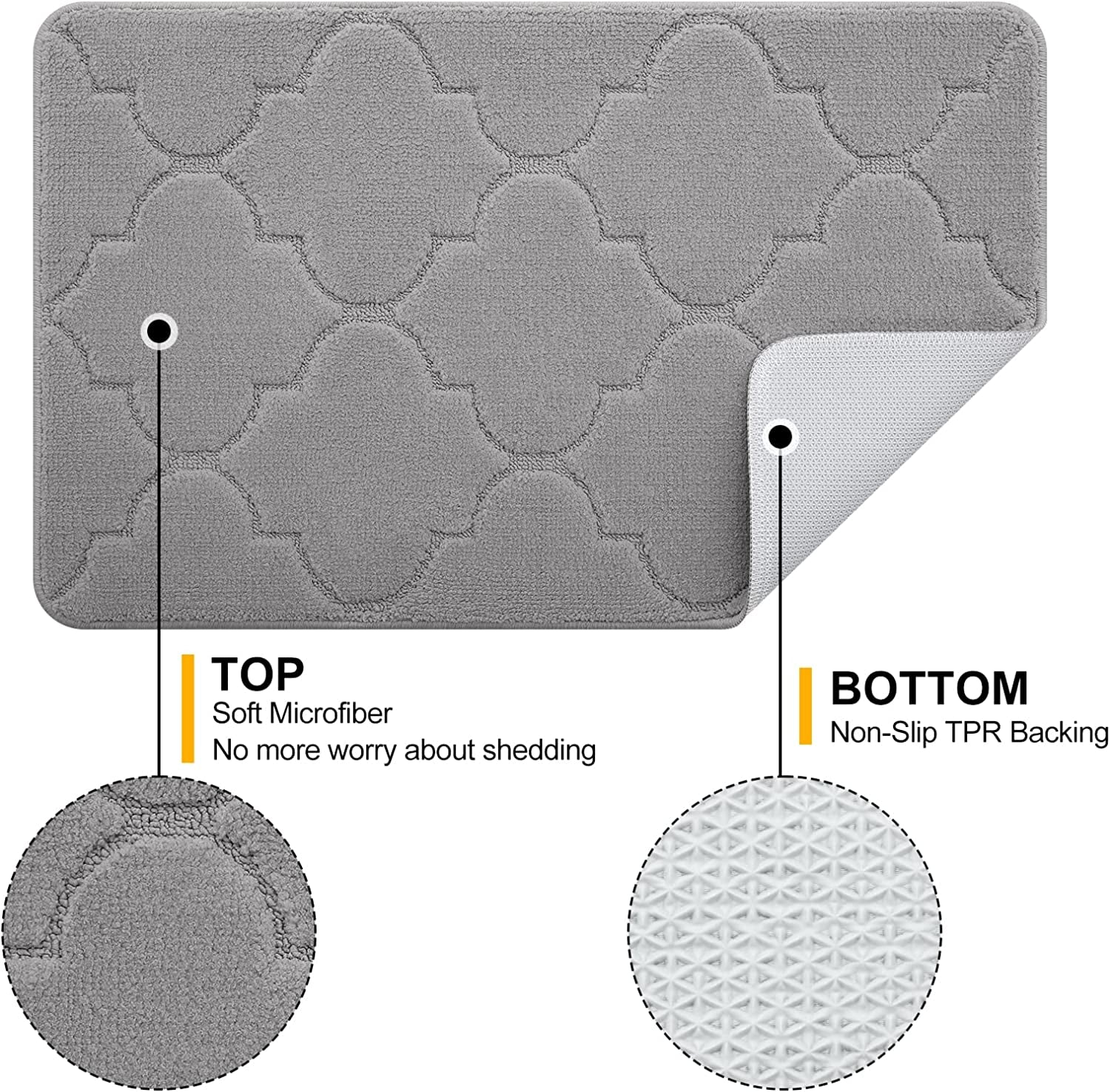 Door Mat, Indoor Mat, Non-Slip, Dirt Resist, Absorbent Entryway Doormat, Low-Profile inside Front Doormats for Entrance (32X20 Inches, Grey)