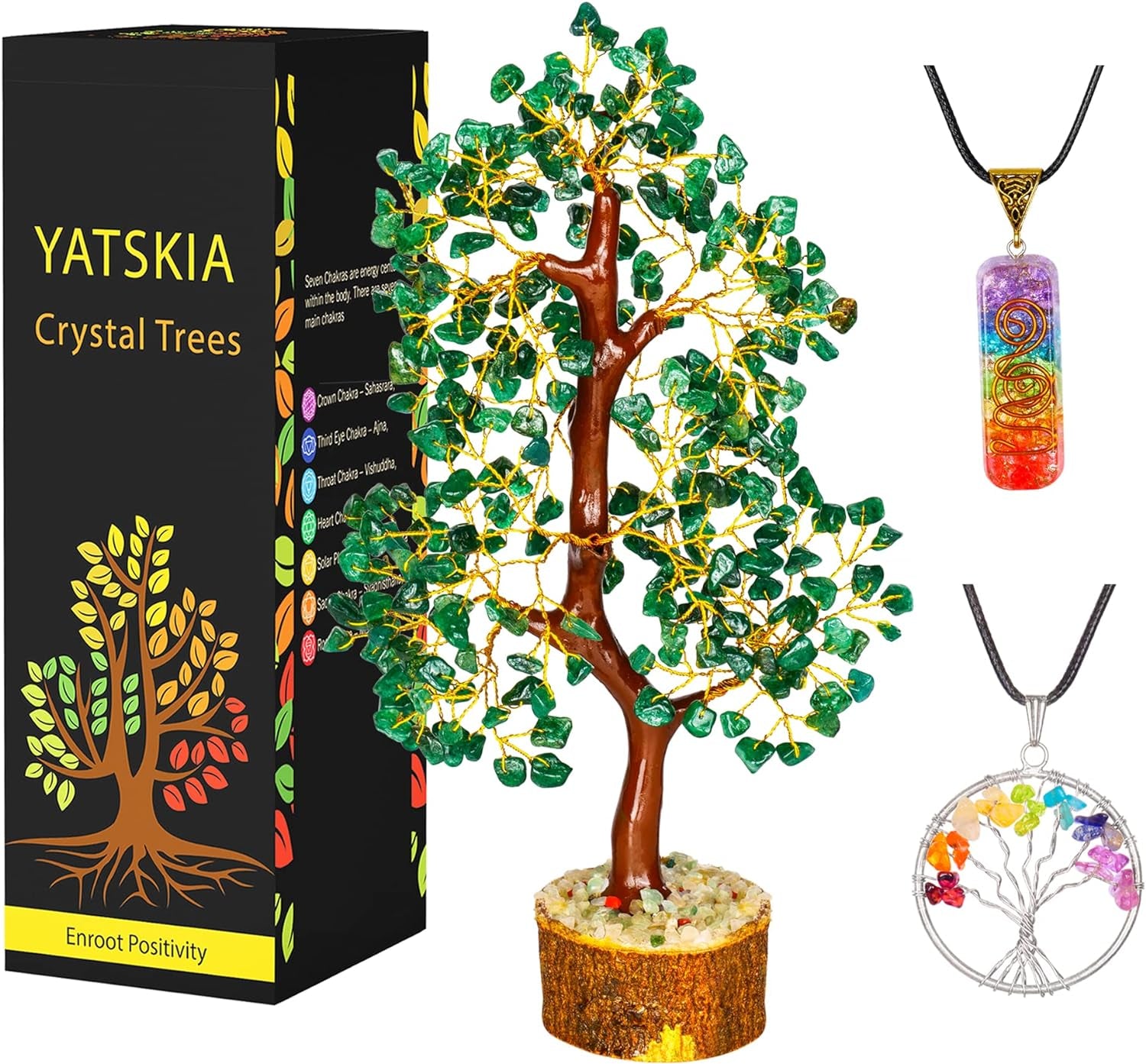 Seven Chakra Tree of Life - Crystal Tree for Positive Energy - Tree of Life Decor - Feng Shui Decor - Spiritual Gifts - 7 Chakra Tree, Money Tree - Stone Tree - Home Decor - Crystal Decor