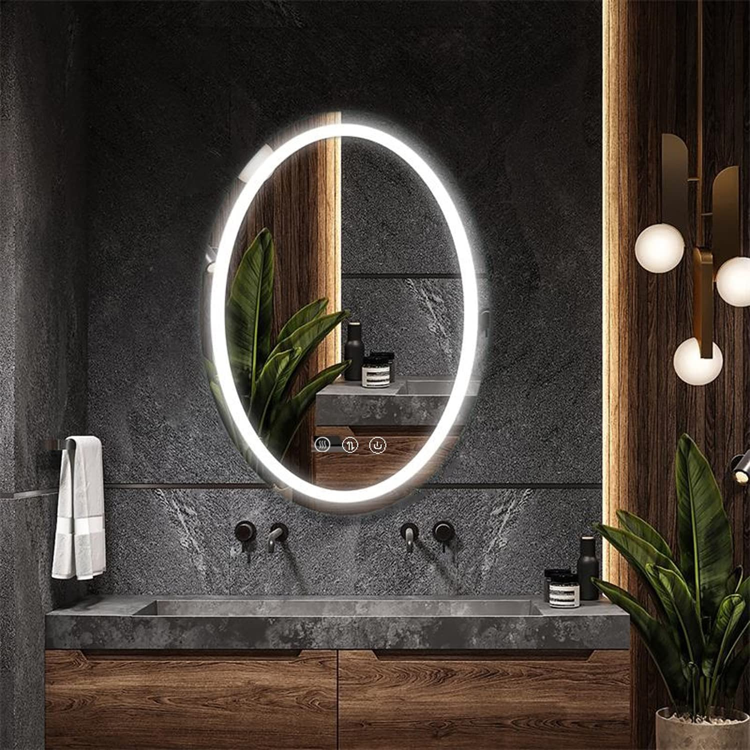 LED Lighted Oval Bathroom Mirror