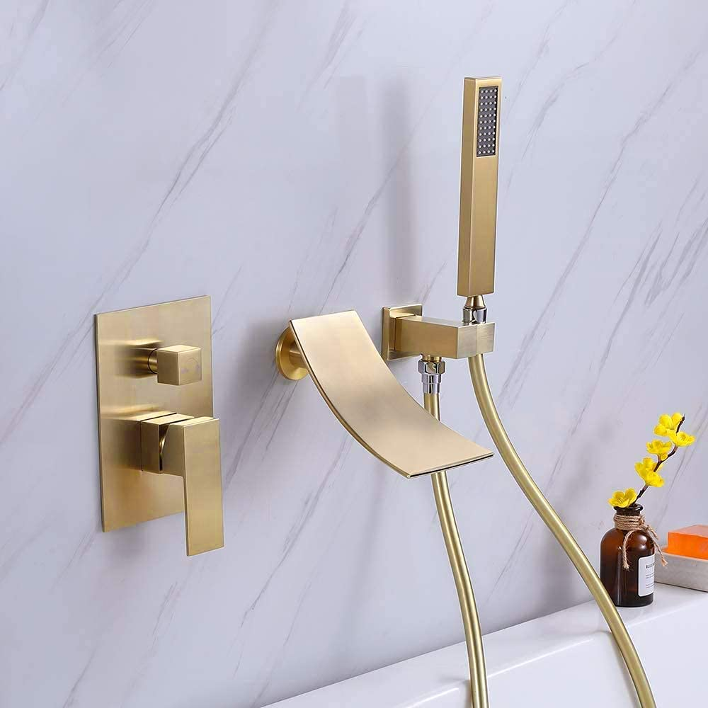 Wall Mount Bathtub Faucet with Handheld Shower