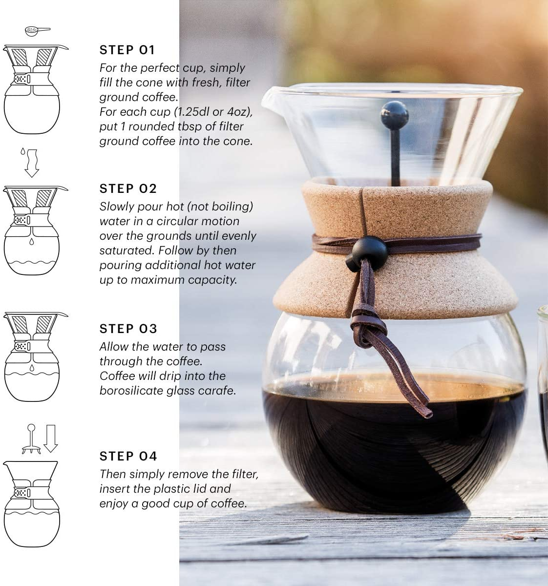 Pour over Coffee Maker with Permanent Filter