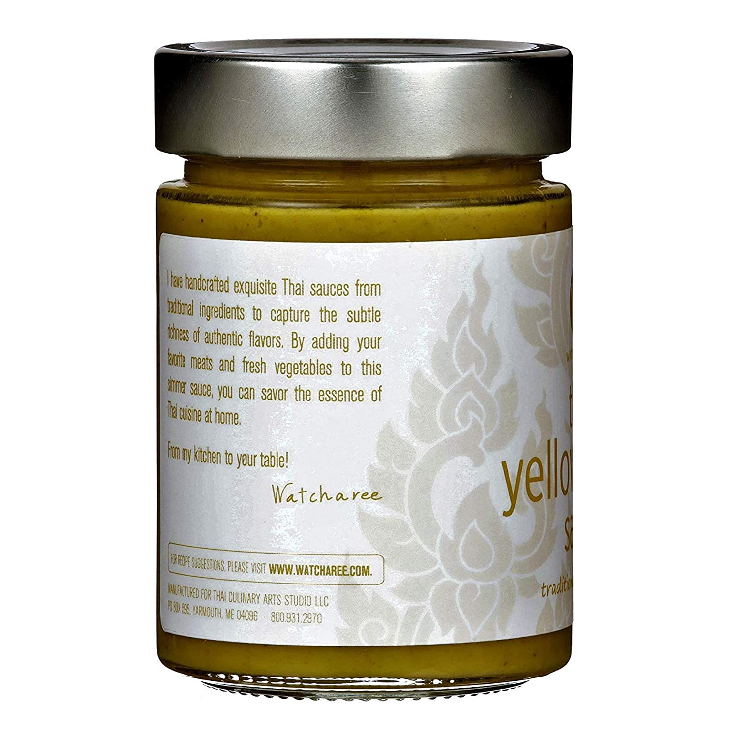 WATCHAREE'S Thai Yellow Curry Sauce | Vegan | Authentic Traditional Thai Recipe | 12Oz Jar (Thai Yellow Curry, 1 Pack)