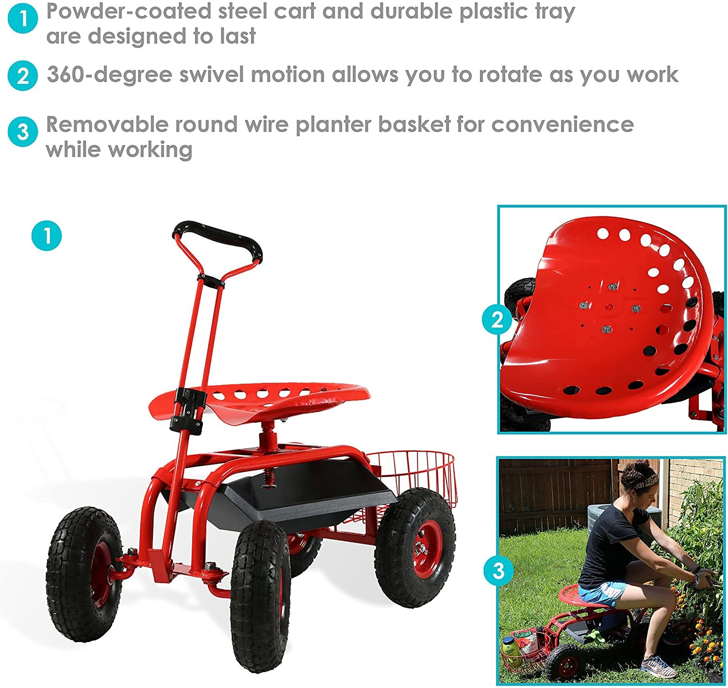 Garden Cart Rolling Scooter