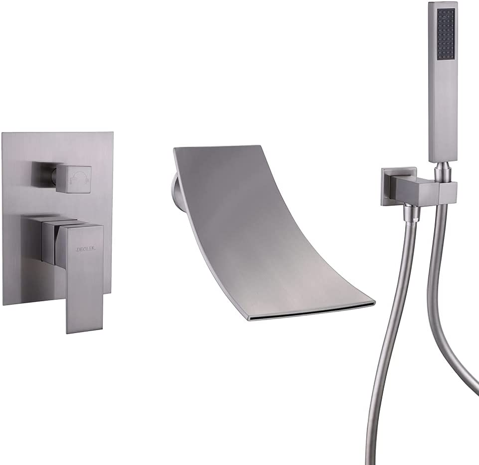 Wall Mount Bathtub Faucet with Handheld Shower