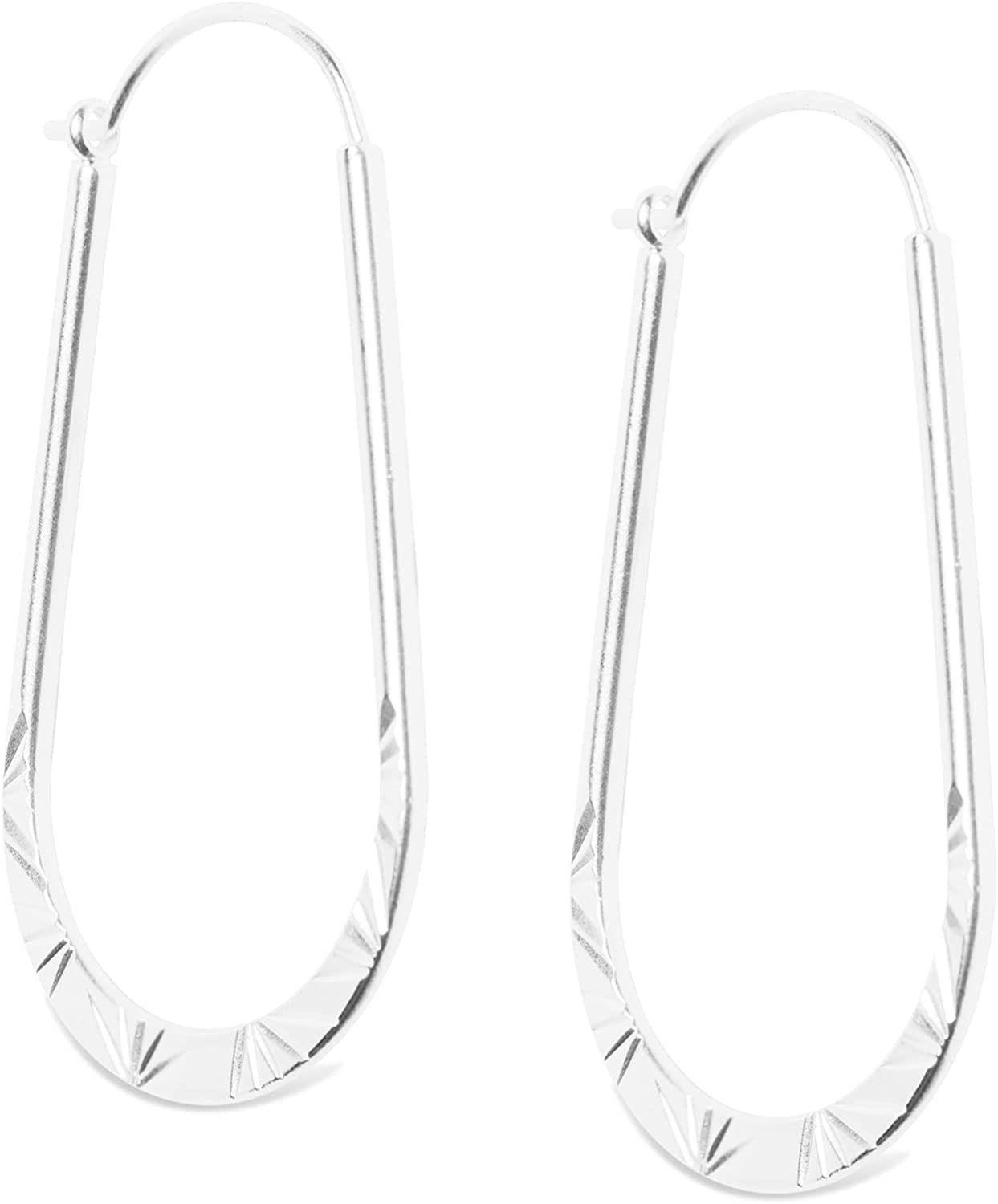 Sunbeam Etched Oval Earrings,Silver,One Size